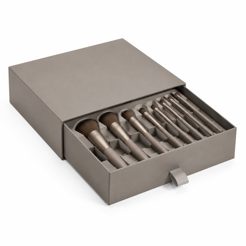 Caja con cajón para pinceles de maquillaje