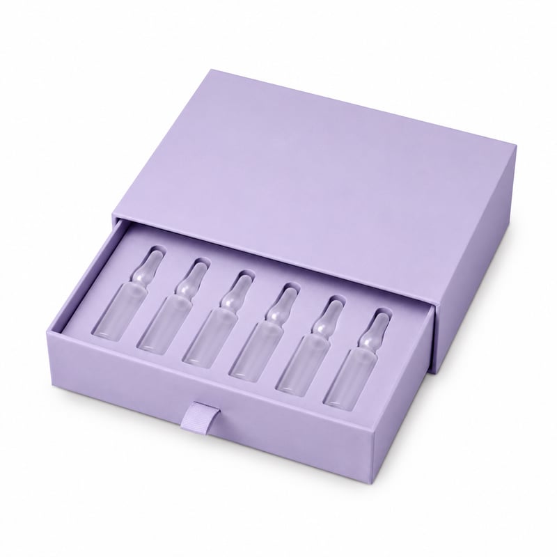 Caja con cajón para ampollas de cuidado de la piel