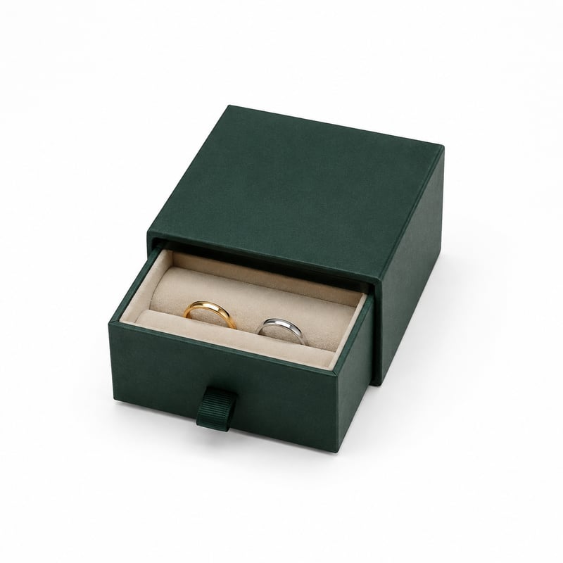 Caja con cajón para pareja de anillos