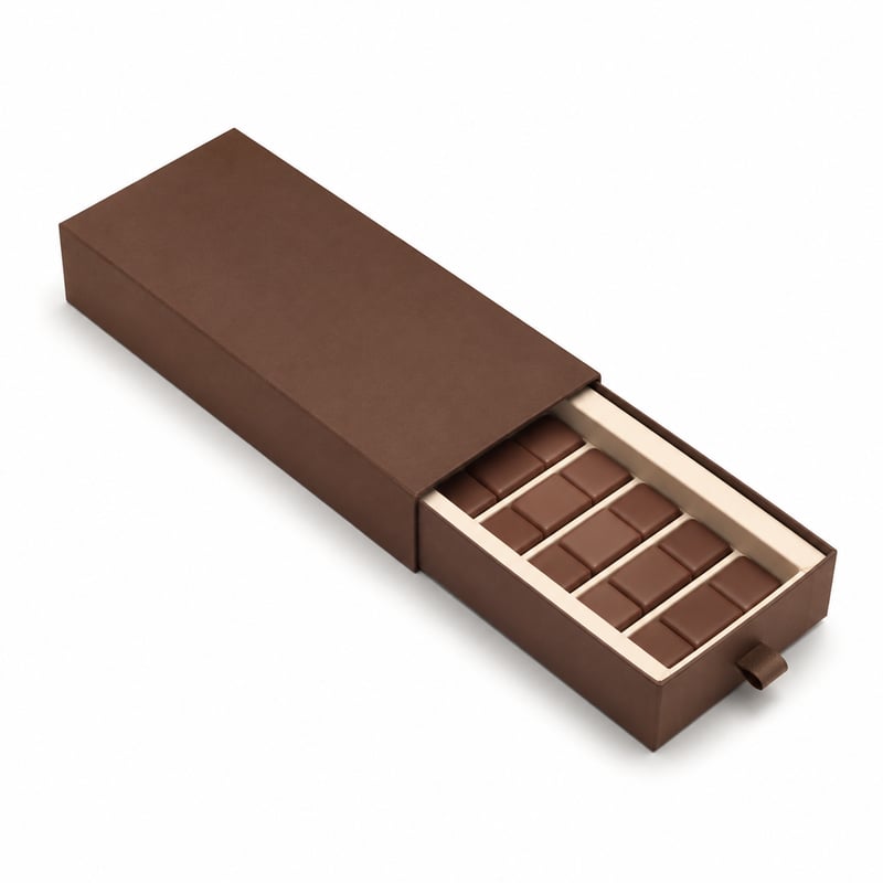 Caja con cajón para tableta de chocolate