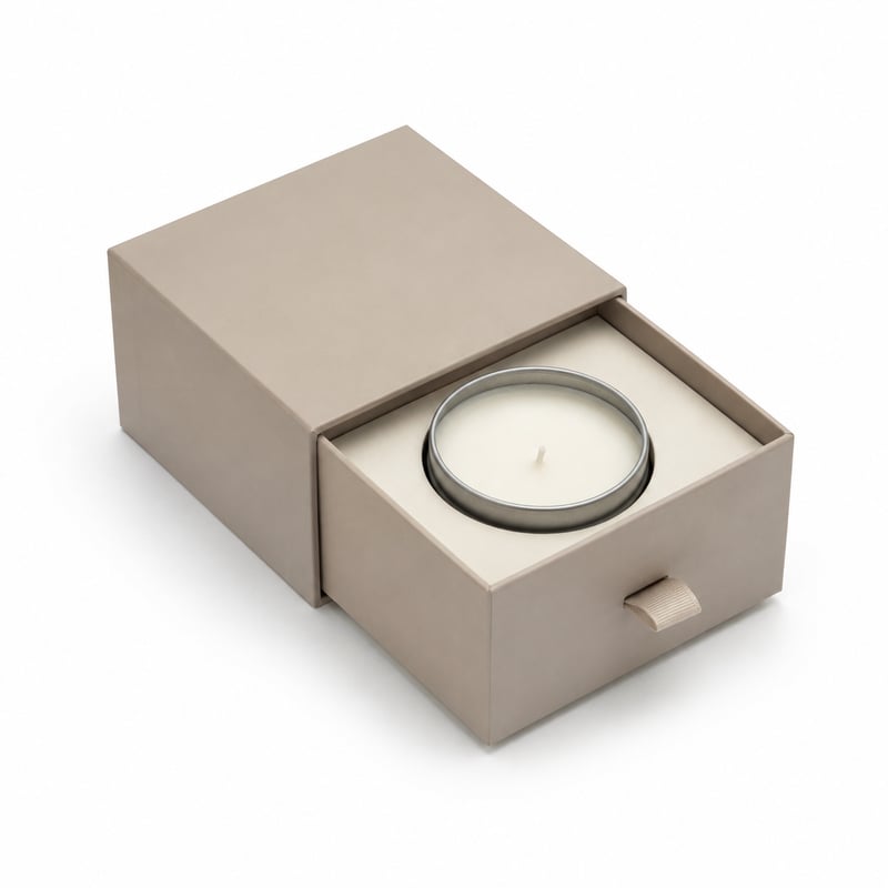 Caja con cajón para lata de vela