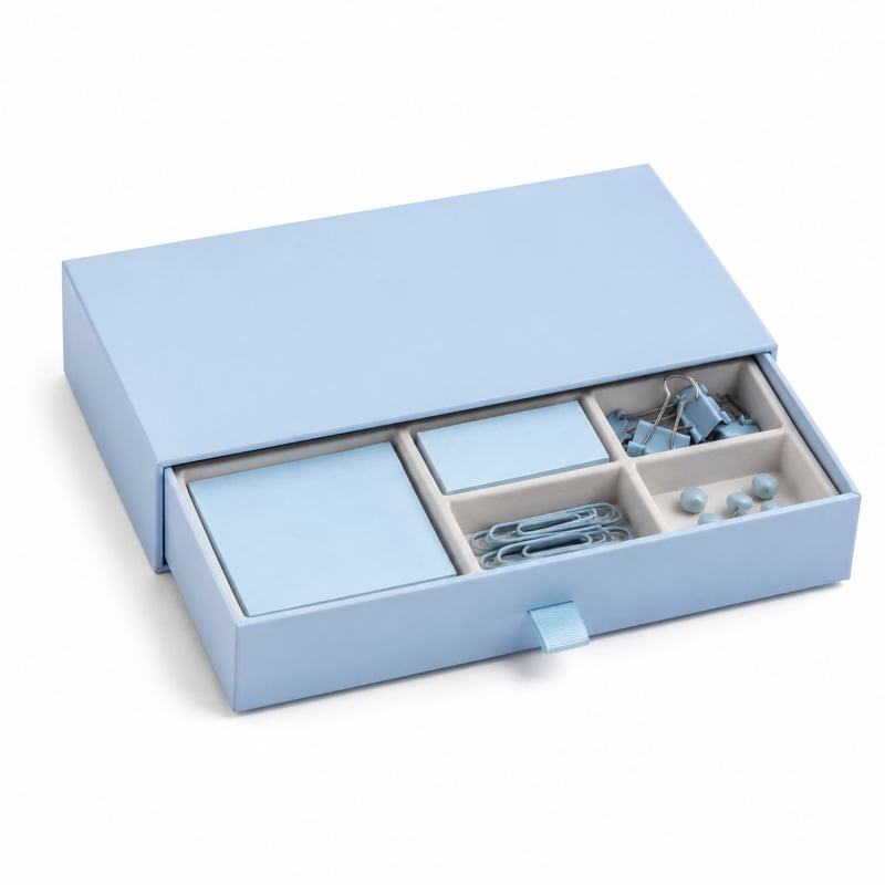 Caja con cajón para kit de papelería