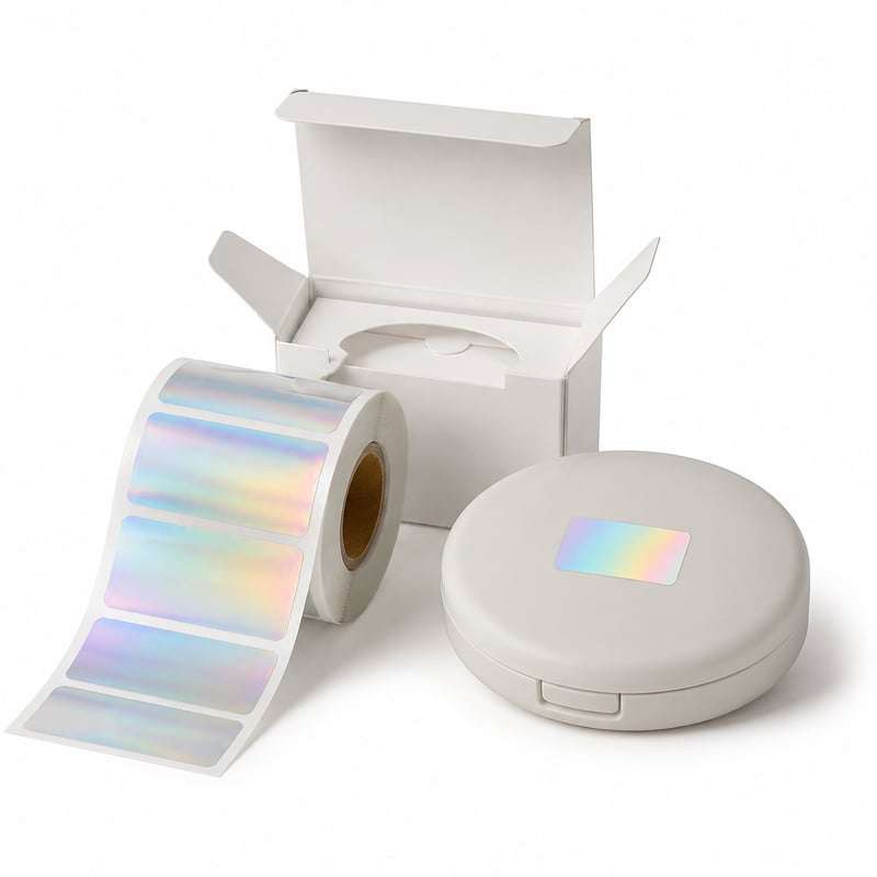 Etiquetas holográficas para maquillaje