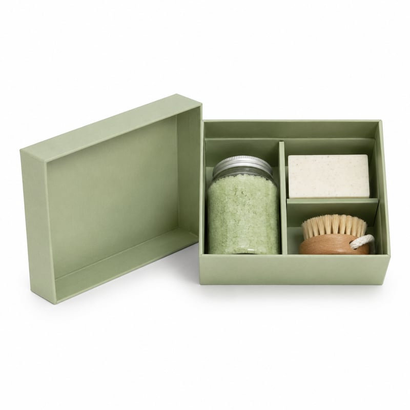 Caja de tapa y base para set de baño