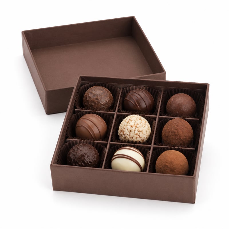 Caja de tapa y base para trufas