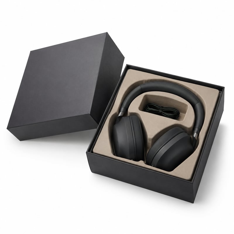 Caja de tapa y base para auriculares