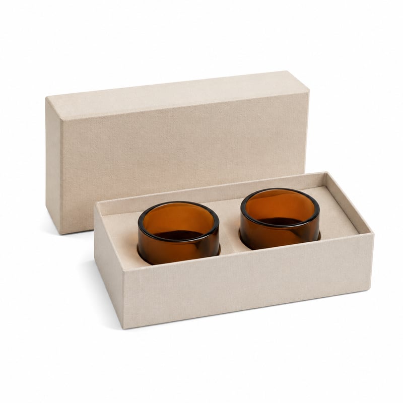Caja de tapa y base para dúo de velas