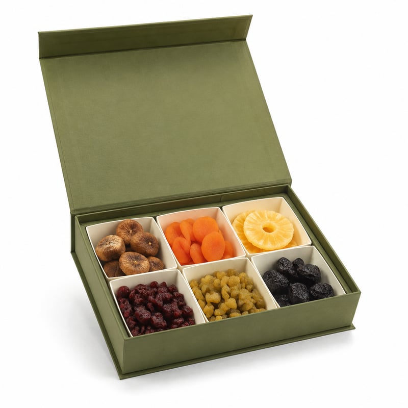 Caja magnética para fruta deshidratada