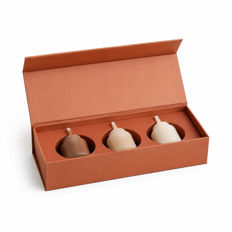 Caja rígida para trío de condimentos